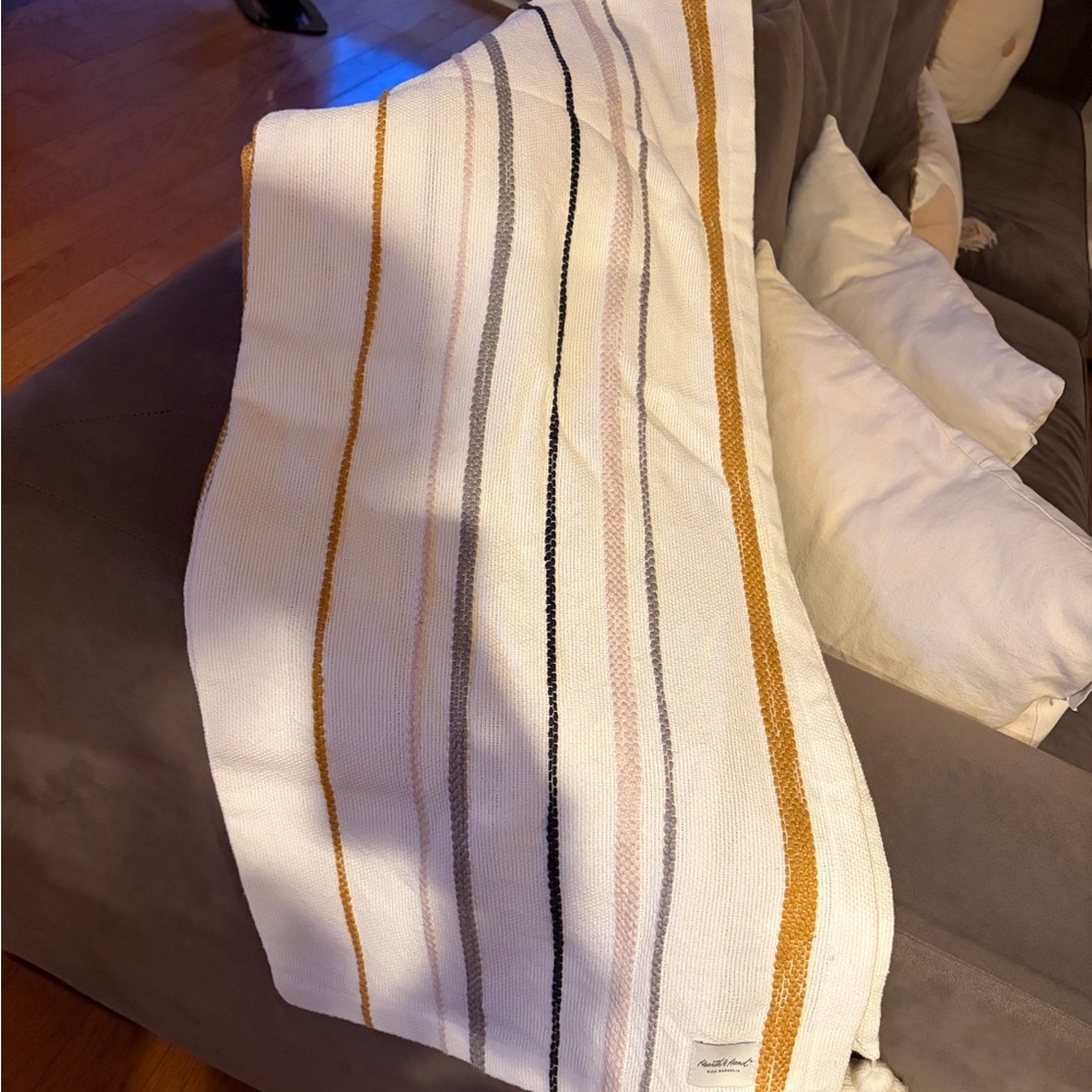 Magnolia Striped Throw Pillow - White, Gold, Gray, Black - Picture 2 of 3